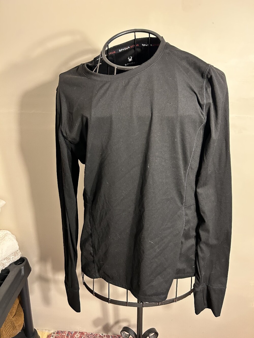 spyder active size large womens black long sleeve under layer shirt t tee